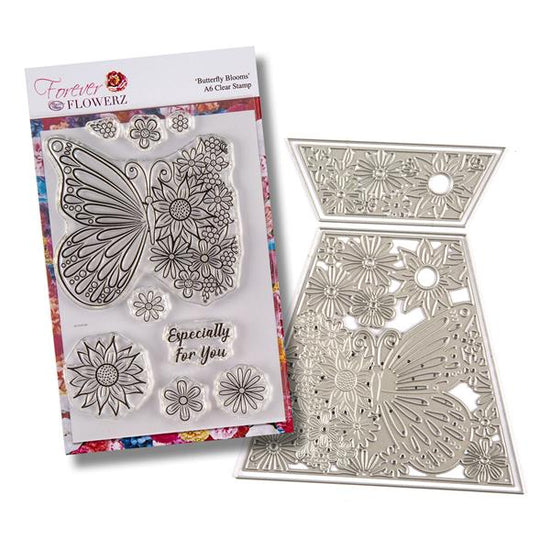 Forever Flowerz Butterfly Blooms Flower Box Panel Die and Stamp Set