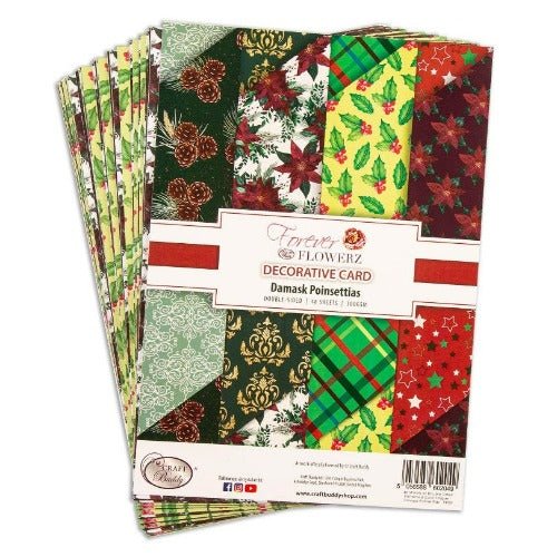 Forever Flowerz Damask Poinsettias Double Sided Patterned Card - Packaging