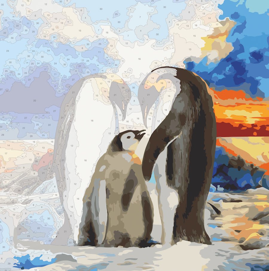"Penguin Family" Paint By Numb3rs Kit 50x50cm