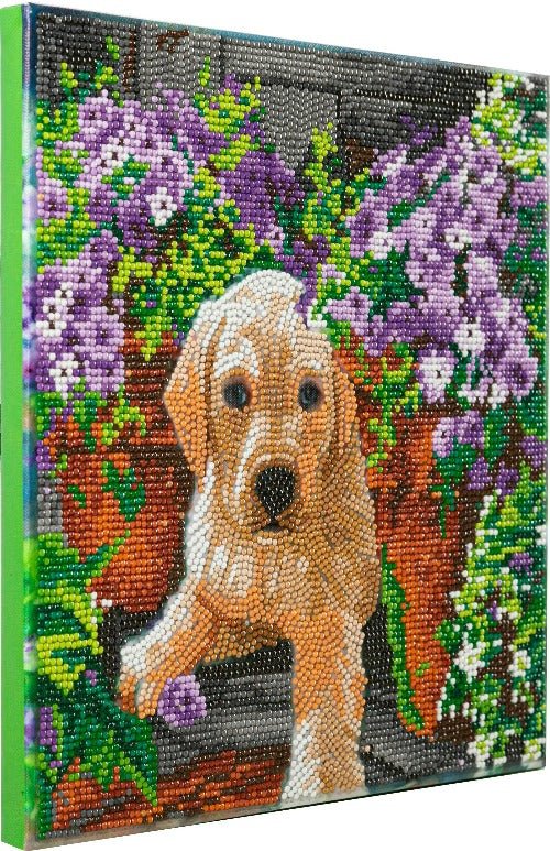 Floral pup crystal art kit side view