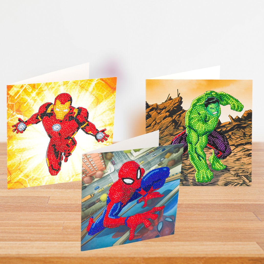 Set of 3 Marvel Crystal Art Cards