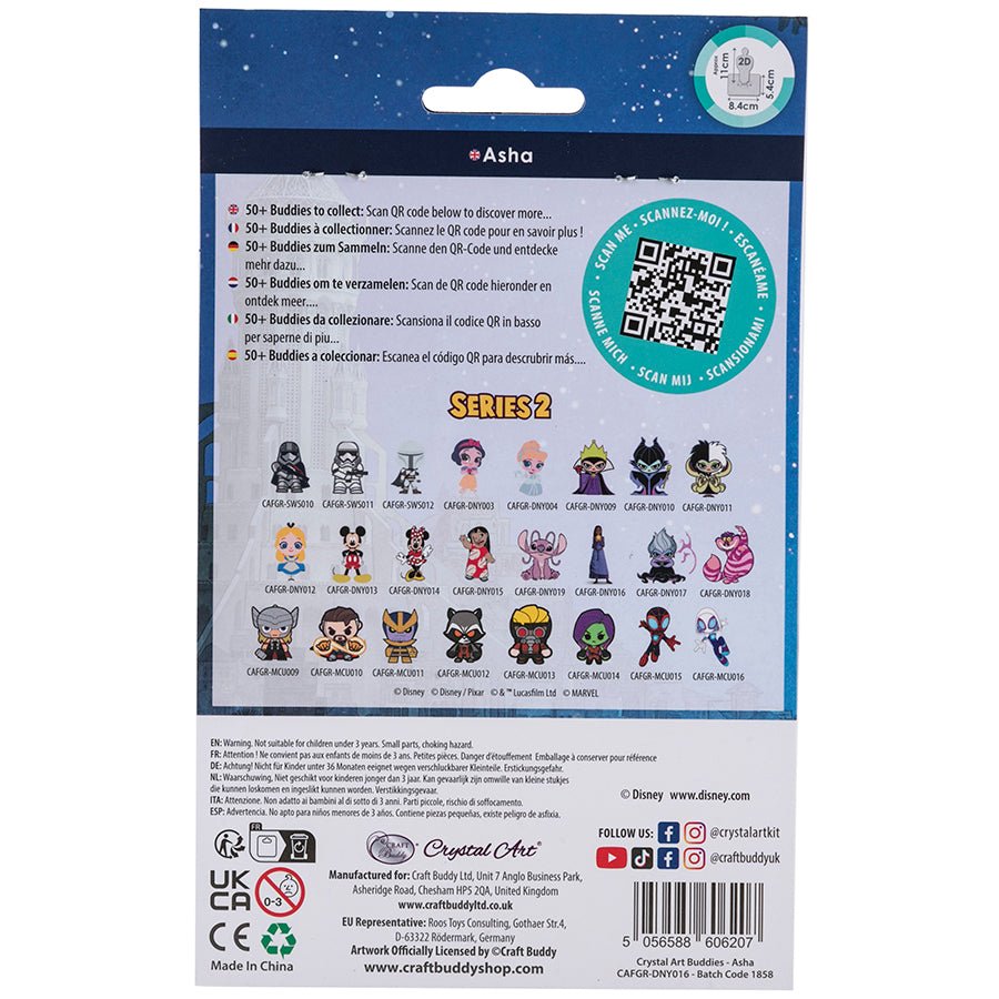 Asha crystal art buddies disney series 2 back packaging
