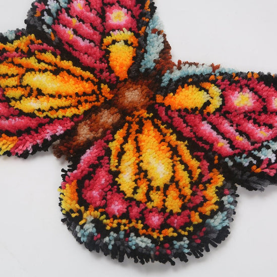 Butterfly latch hook rug 48x64cm close up