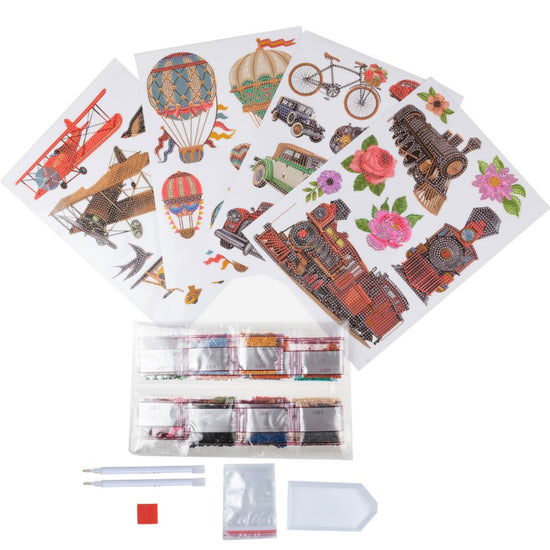 Craft Buddy Crystal Art Wall Stickers set of 4 - Transportation Contents