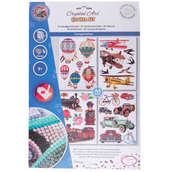 Craft Buddy Crystal Art Wall Stickers set of 4 - Transportation Front Packaging