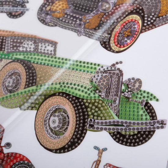  Craft Buddy Crystal Art Wall Stickers set of 4 - Transportation Incomplete Close Up