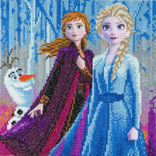 "Elsa, Anna & Olaf" Crystal Art Kit 30x30cm Front 