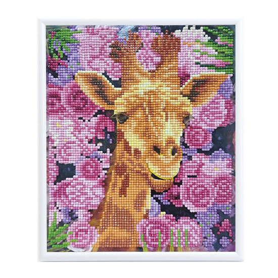 Giraffe crystal art picture frame white