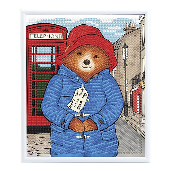 Paddington bear crystal art picture frame white