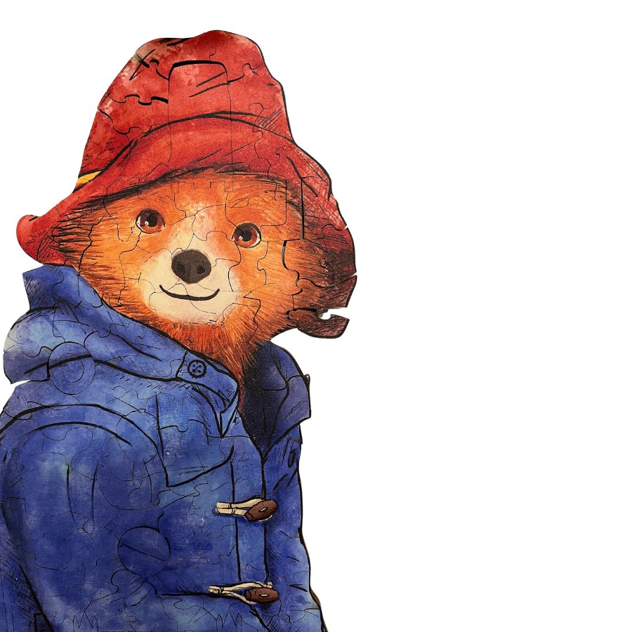 "Waiting With Paddington" A3 Wooden Puzzle close up