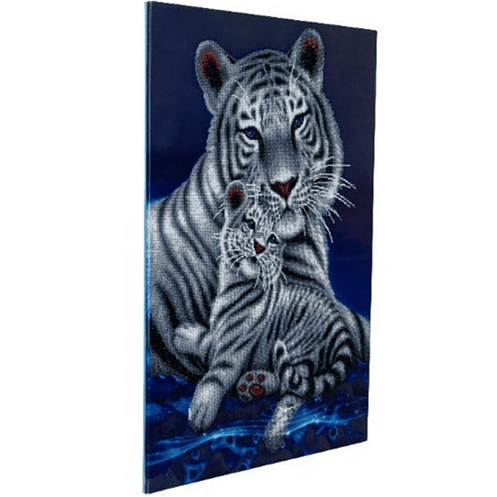 White tigers crystal art frame